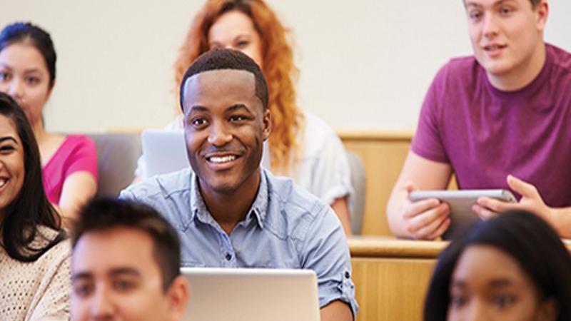 Classroom with male student